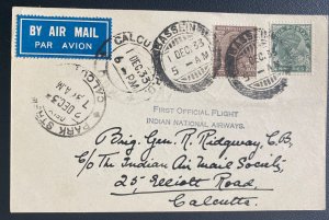 1933 Bassein India First official Flight Postcard Cover To Bombay Indian Airways