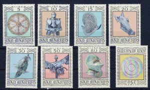 San Marino #832-839 MNH set medieval armor engr. by Czeslaw Slania