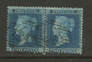 GB QV 1850/7 Sg 34, Spec F6, 2d Blue Plate 5 Pair (NG-NH) Fine used.{TT666-16}