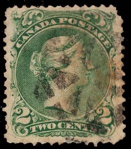 Canada Scott 24 Used with two rounded corners.