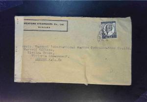 Ireland WWII Paquebot Cover / Censored (Stamp Torn At Top) - Z1723