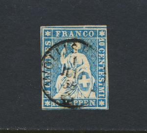 SWITZERLAND 1855, 10r VF USED Sc#26 (SEE BELOW PART PART OF GROUP)