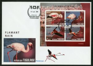 TOGO 2019 LESSER FLAMINGO SHEET FIRST DAY COVER
