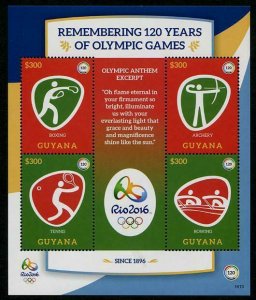 HERRICKSTAMP NEW ISSUES GUYANA Sc.# 4478 Rio 2016 Olympics Sheetlet