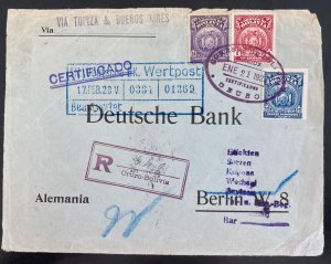 1928 Oruro Bolivia Commercial Front Cover To German Bank In Berlin Germany