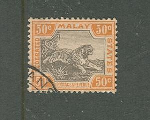 MALAYA STATES 1900 50 c. Tiger USED