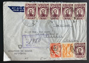 1948 Lima Peru Swiss Legation Diplomatic Cover To Yverdon Switzerland