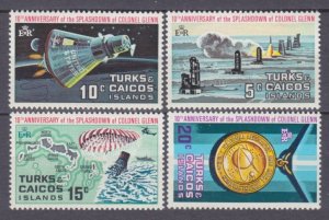 1972 Turks Caicos Islands  288-291 Rocket Launch, Cape Canaveral, Colonel Glenn