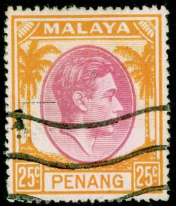 MALAYSIA - Penang SG16, 25c purple & orange, USED. 