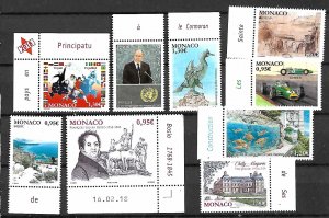 MONACO STAMPS SET OF 9 STAMPS 2018 , MNH