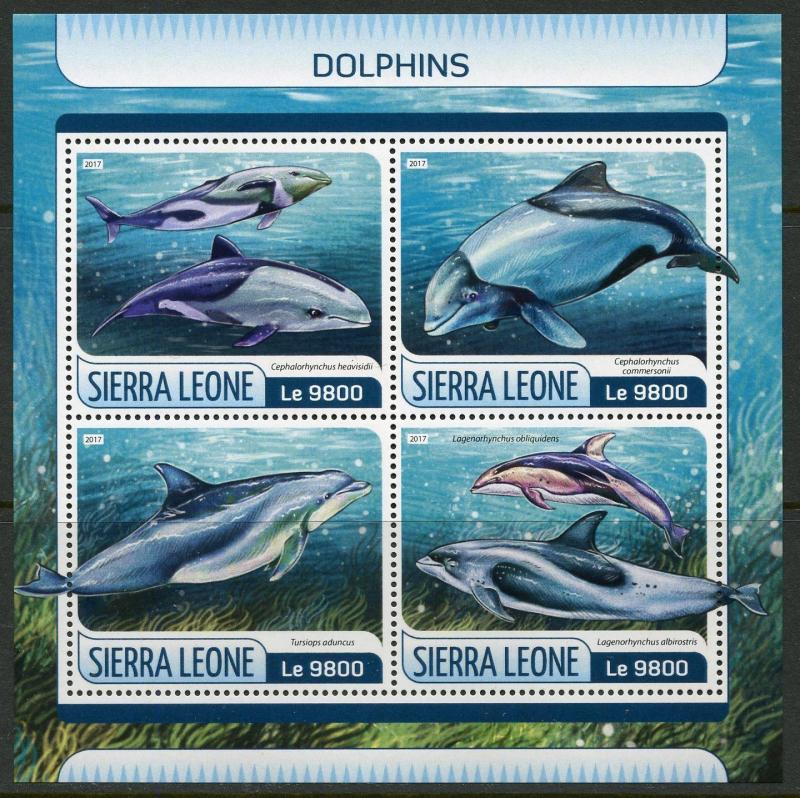 SIERRA LEONE  2017  DOLPHINS  SHEET MINT NEVER HINGED