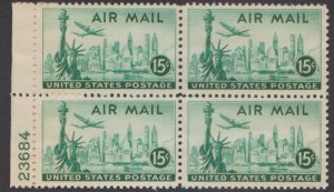 UNITED STATES USA - 1947 15c SCOTT#C35 - BLOCK OF 4 - MINT NH