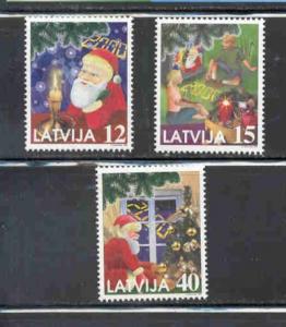 Latvia Sc 499-501 1999 Christmas stamp set mint NH