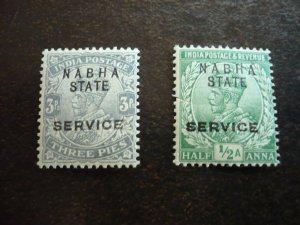 Stamps-Indian Convention State Nabha-Scott#O27-O28-Mint Hinged Set of 2 Stamps