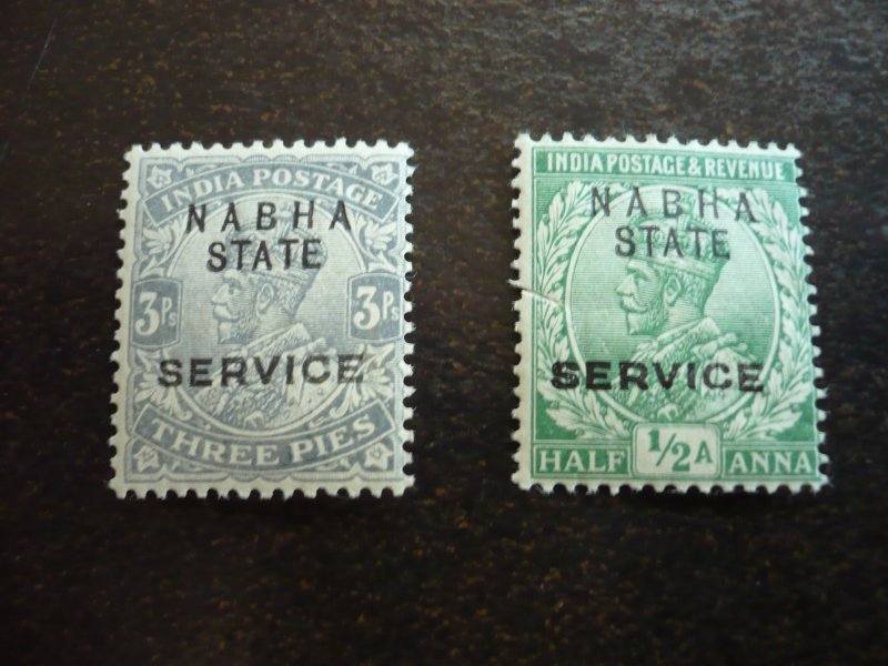 Stamps-Indian Convention State Nabha-Scott#O27-O28-Mint Hinged Set of 2 Stamps