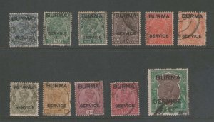 Burma 1937 Sc O01-O11 FU