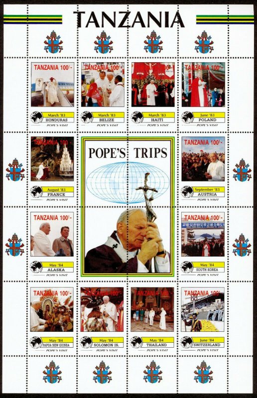 Tanzania 825-34 MNH Visits of Pope John Paul II