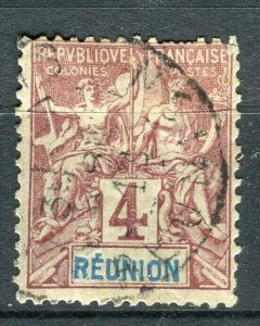 FRENCH COLONIES: REUNION 1890s early classic Tablet Type used 4c. fair Postmark