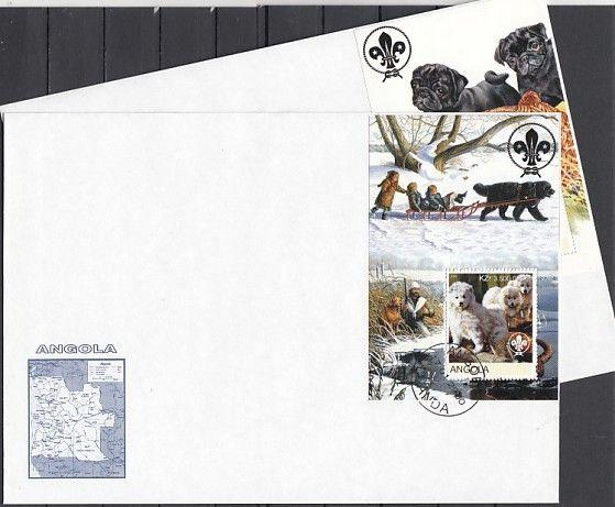 Angola, 2000 issue. Dogs on 3 s/sheets on 3 Large First day covers.