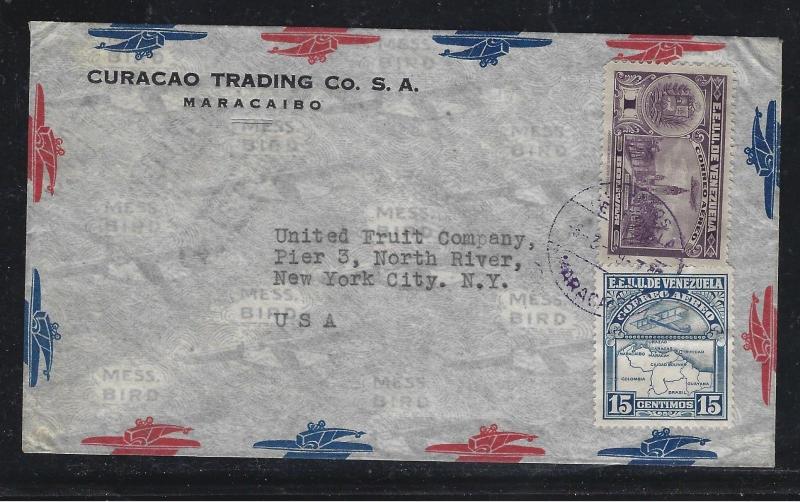 VENEZUELA  (PP0308B) A/M 1B+15C MAP ON A/M COVER TO USA