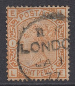 SG 156 8d orange. Very fine used with an upright London CDS, Jan 1st 1877...