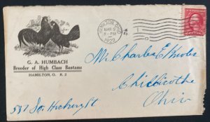 1922 Hamilton OH USA Advertising Cover Humbach Breeder Of High Class Bantams