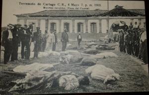 V. ArtF O) 1910 COSTA RICA. OLD POSTAL CARD -CARTAGO EARTHQUAKE FROM 1910- DEAD