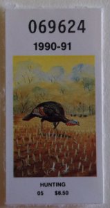 US Revenue New York Resident Small Game Hunting 1990 #9  MNH Cat $6.00