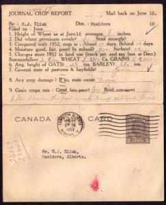 Canada # P71 Post card with reply used & attached to Alta