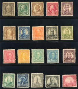 UNITED STATES SCOTT #551/573 REGULAR ISSUES MINT HINGED AS SHOWN