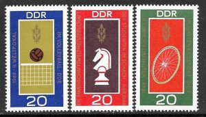 EAST GERMANY DDR 1969 CHESS Cycling and Volleyball Set Sc 1125-1127 MNH