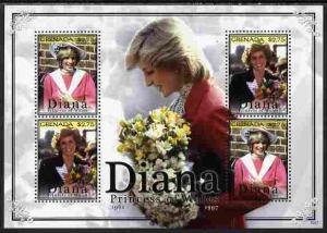 Grenada 2010 Princess Diana #1 perf sheetlet containing 4...