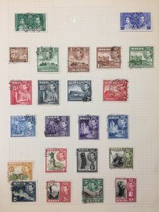 Malta GVI/QE Used Collection on Pages((APPRX 150 Items)(MK1598