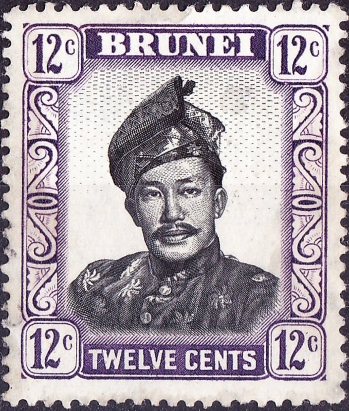 BRUNEI 1952 12c Black & Violet SG107 MU