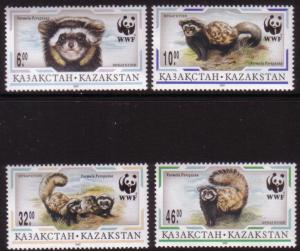 XG-A386 WWF - Kazakhstan, 1997 Marbled Polecat Block Of 4 MNH Set