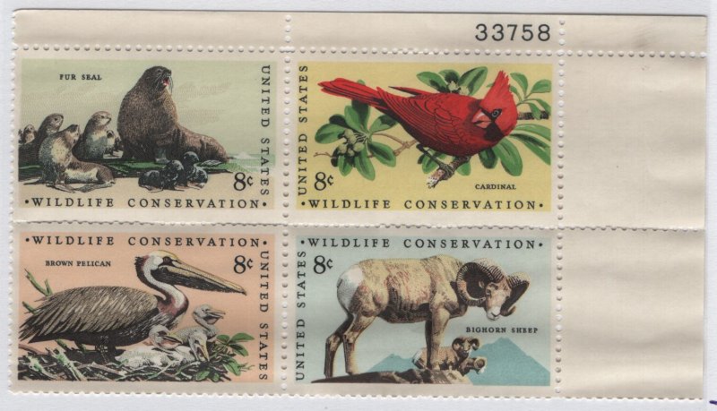 US, 1467A, MNH, PLATE BLOCK, 1972, WILDLIFE CONSERVATION
