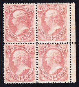 US O90 15c War Department Block of 4 Mint F-VF OG H/NH SCV $690+