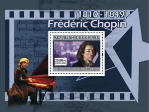 Guinea - Frederic Chopin on Stamps -  Stamp Souvenir Sheet 7B-513
