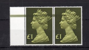 £1 MACHIN UNMOUNTED MINT PAIR + PRINTING ERROR