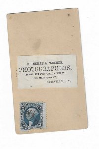 US REVENUE STAMP ON 1800'S CABINET PHOTO