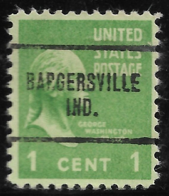 IN Precancel: Bargersville 704; Better Type CV $1; 1c 1938 Presidential #804