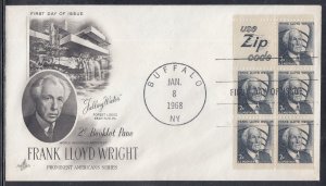 United States Scott 1280a Bkl Pane Art Craft FDC - Frank Llloyd Wright