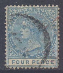 St. Christopher Scott 6 - SG8, 1870 Victoria 4d used