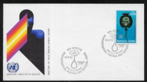 UN Geneva 32 Stop Drug Abuse Geneva Cachet FDC First Day Cover