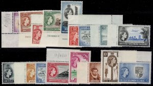 BRITISH SOLOMON ISLANDS QEII SG82-96, 1956-63 set, NH MINT. Cat £130. MARGINALS