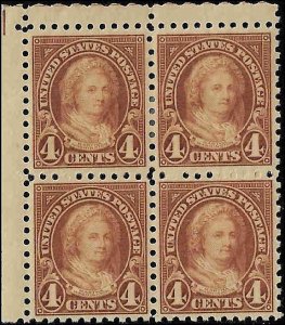 585 Mint,OG,HR... Block of 4... SCV $77.50... VF/XF