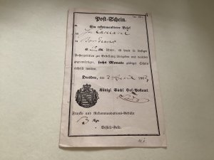Germany Dresden 1863 post receipt   Ref A652 