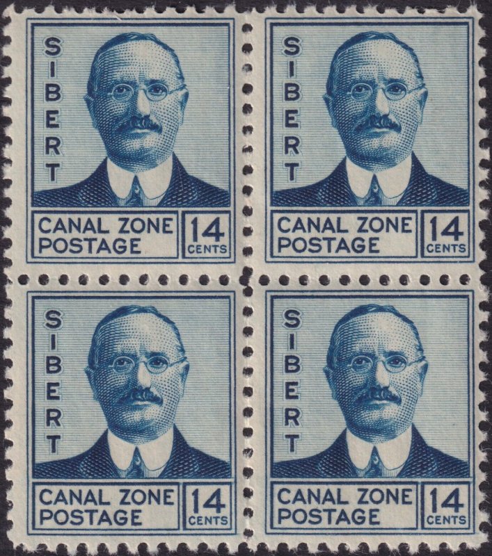 Sc# 110 U.S. Canal Zone 1928 - 1940 Major Gen. Sibert 14¢ block MNH CV $4.80