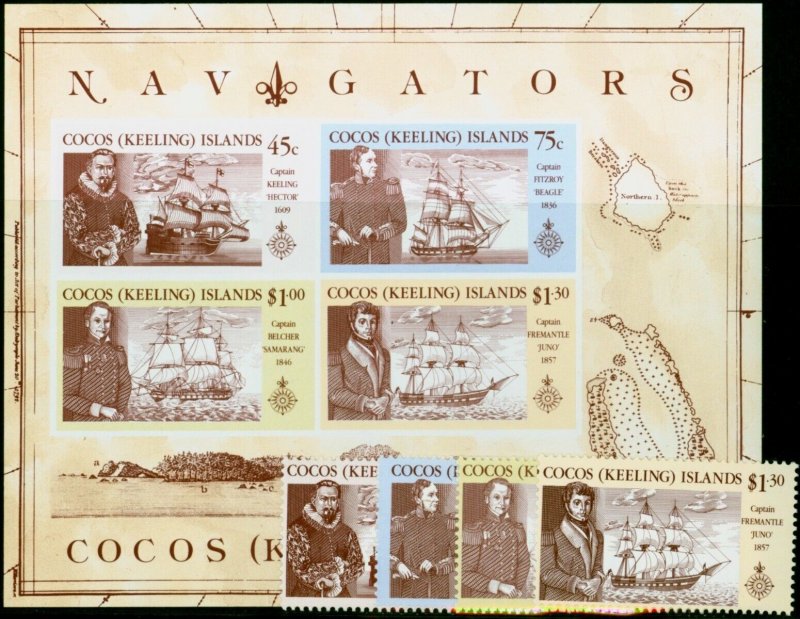 Cocos (Keeling) Islands 1990 Navigators Set of 5 SG223-MS227 V.F MNH