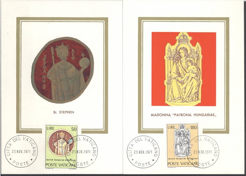 Vatican Sc# 513-514 FDC Set/2 (a) on postcard 1971 St. Stephen